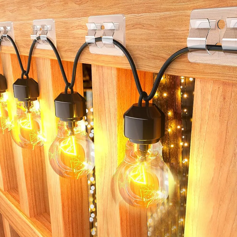 10Pcs Self-Adhesive Hooks for String Lights Clips Indoor Outdoor Cable Clips Holders Cord Organizer