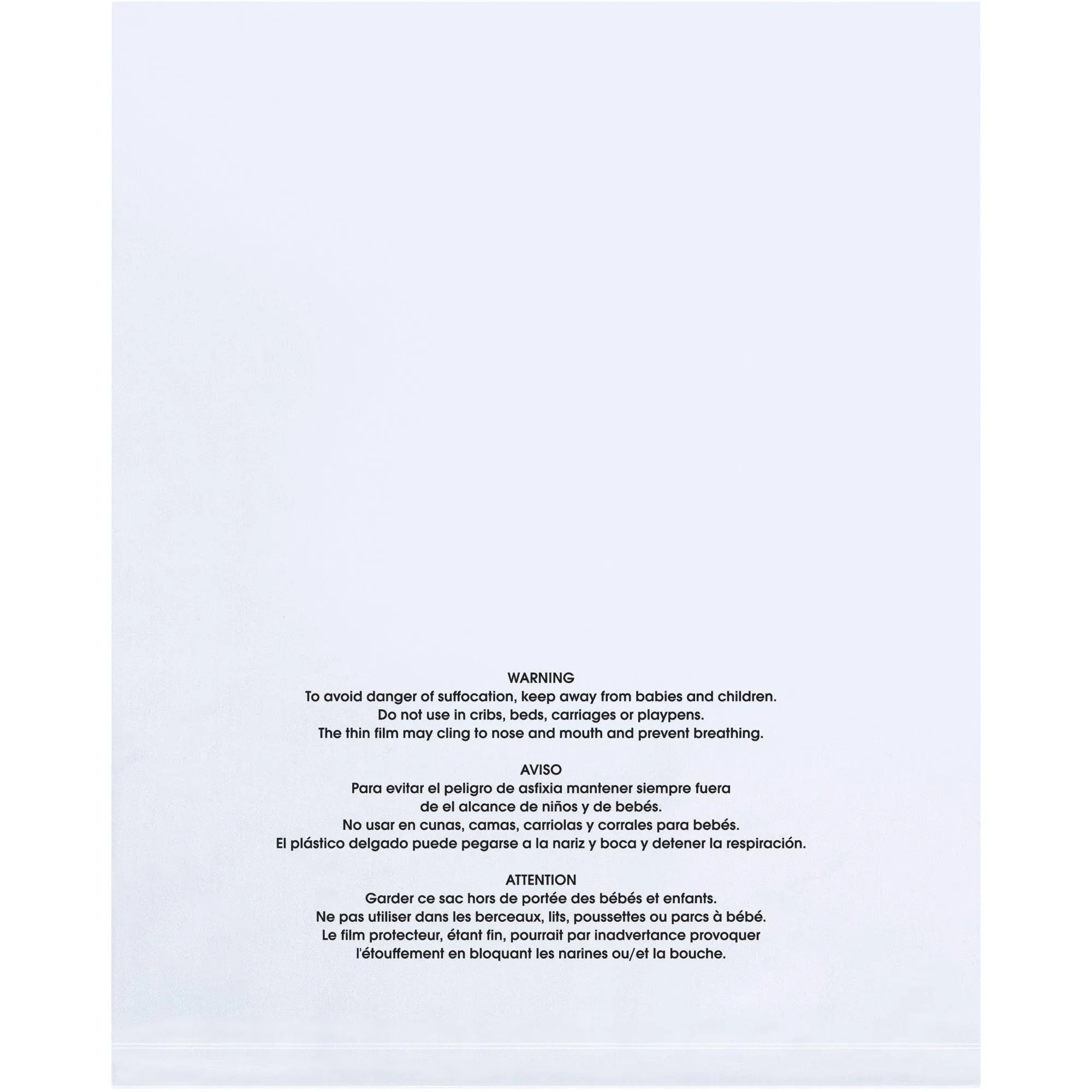 15 x 18" - 2 Mil (100 Pack) Flat Suffocation Warning Poly Bags