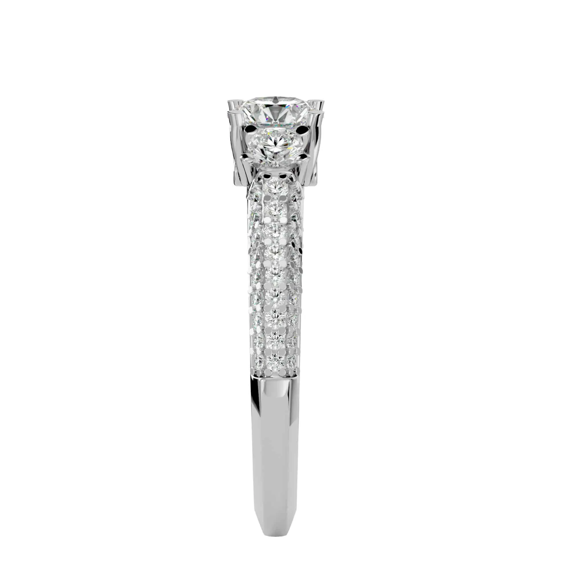 1.52ct RX Three Ston Micro-Pave Diamond  Engagement Ring