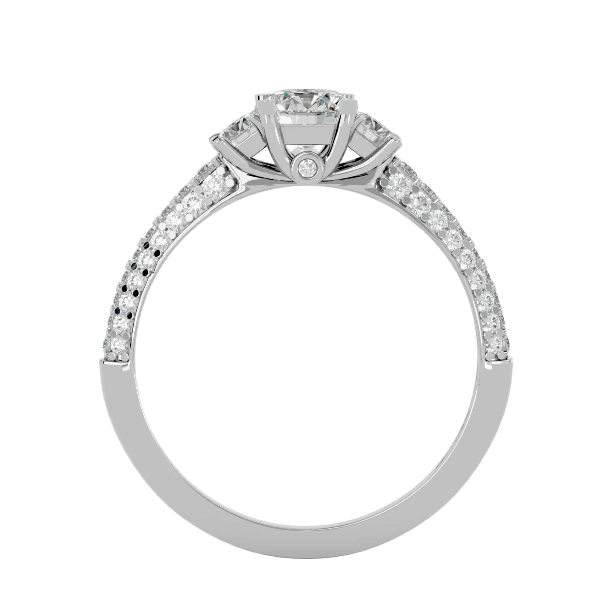 1.52ct RX Three Ston Micro-Pave Diamond  Engagement Ring