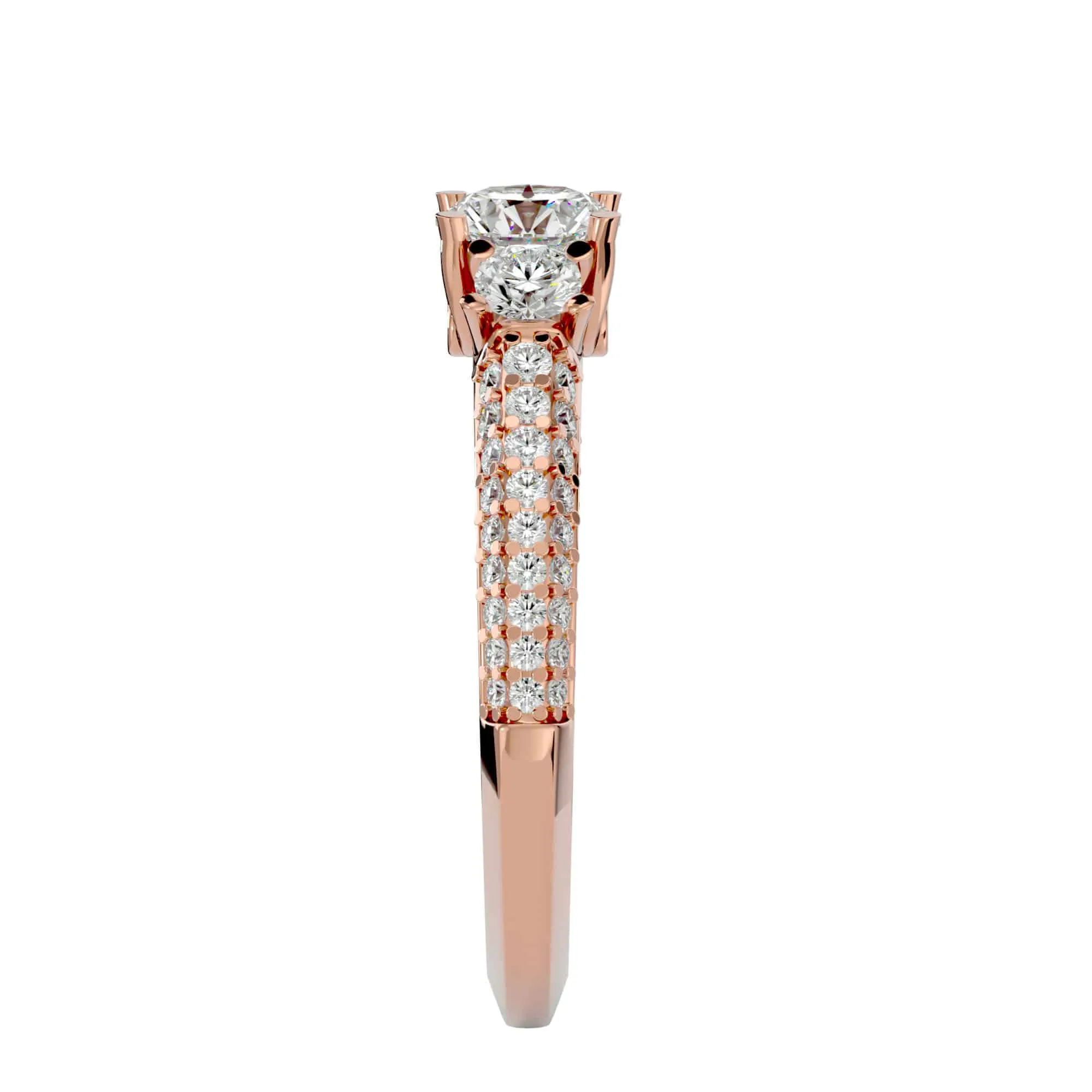 1.52ct RX Three Ston Micro-Pave Diamond  Engagement Ring