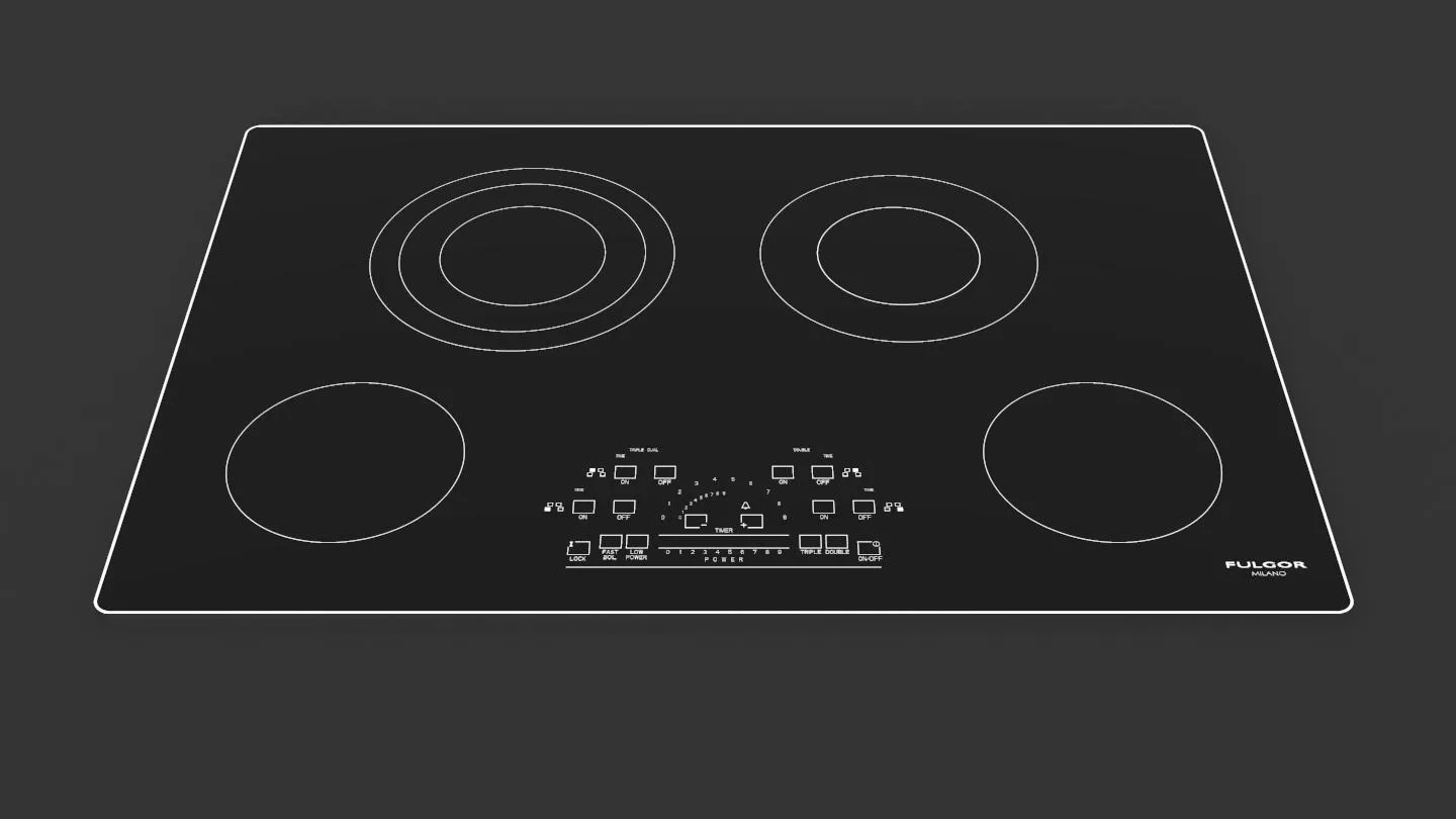 30" RADIANT COOKTOP WITH BRUSHED ALUMINUM TRIM