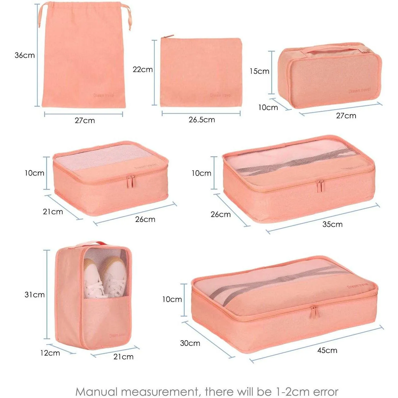 7-Pack: Travel Storage Cube Bag