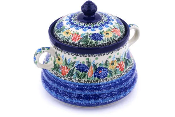 9" Jar with Lid and Handles - Splendid Blue Bell
