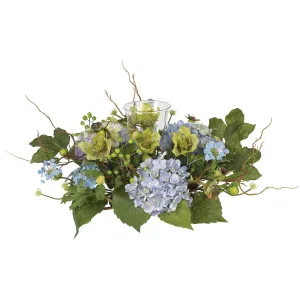 9" x 18" Artificial Hydrangea Candleabrum Centerpiece - Low Maintenance, Life-Like & Vibrant Silk Flowers For Busy People.