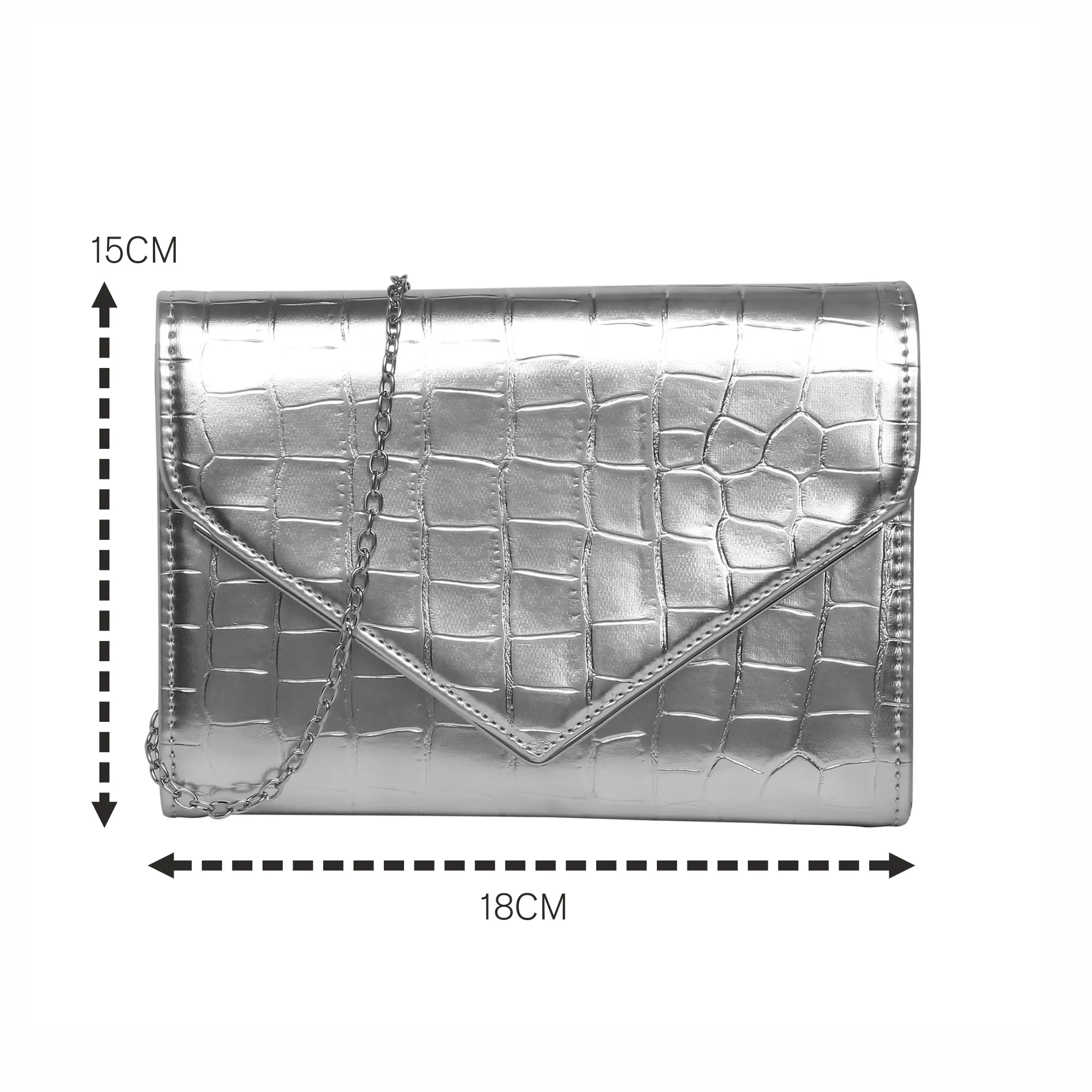 Accessorize London Women's Silver Milly Croc Clutch Bag