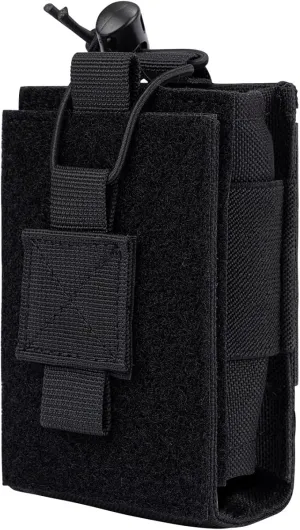 Adjustable Radio Pouch MOLLE Radio Holder for Tactical Duty Belt Two Ways Radio Holster Walkie Talkies Case Rifle Mag Carrier 5.56mm 7.62mm Magazine Nylon Carry Bag for Police Security Rescue