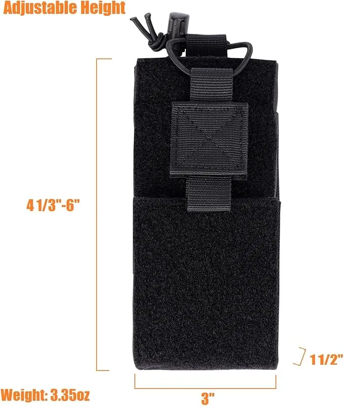 Adjustable Radio Pouch MOLLE Radio Holder for Tactical Duty Belt Two Ways Radio Holster Walkie Talkies Case Rifle Mag Carrier 5.56mm 7.62mm Magazine Nylon Carry Bag for Police Security Rescue
