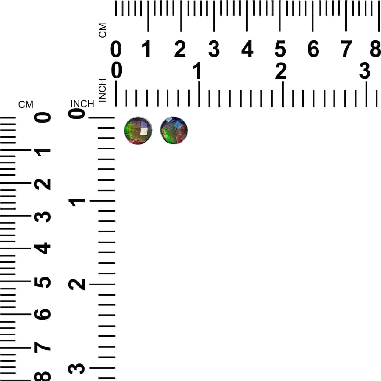 Ammolite Round Faceted Stones 8mm - 1 pair