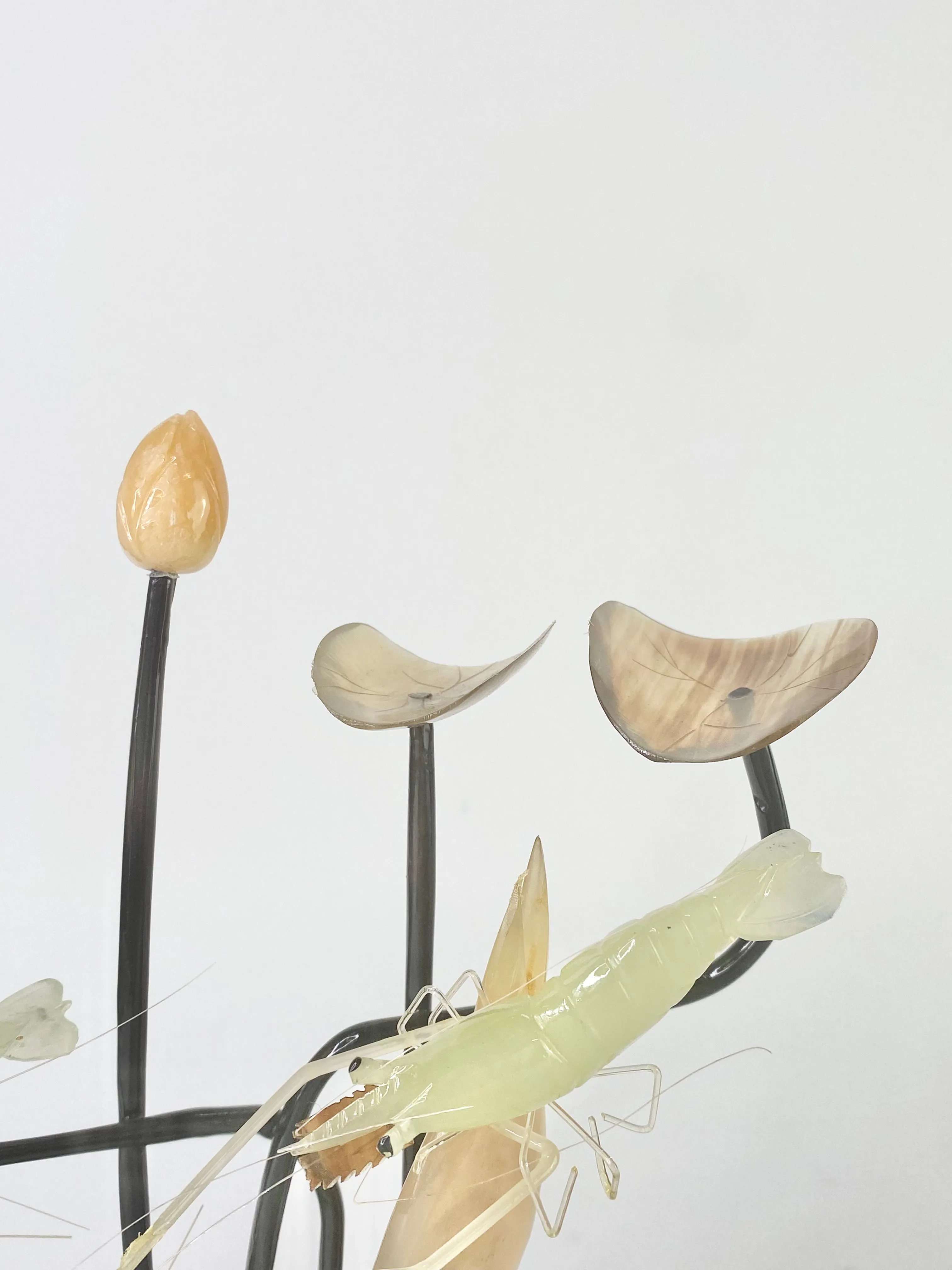 Antique Carved Agate Shrimp Sculpture