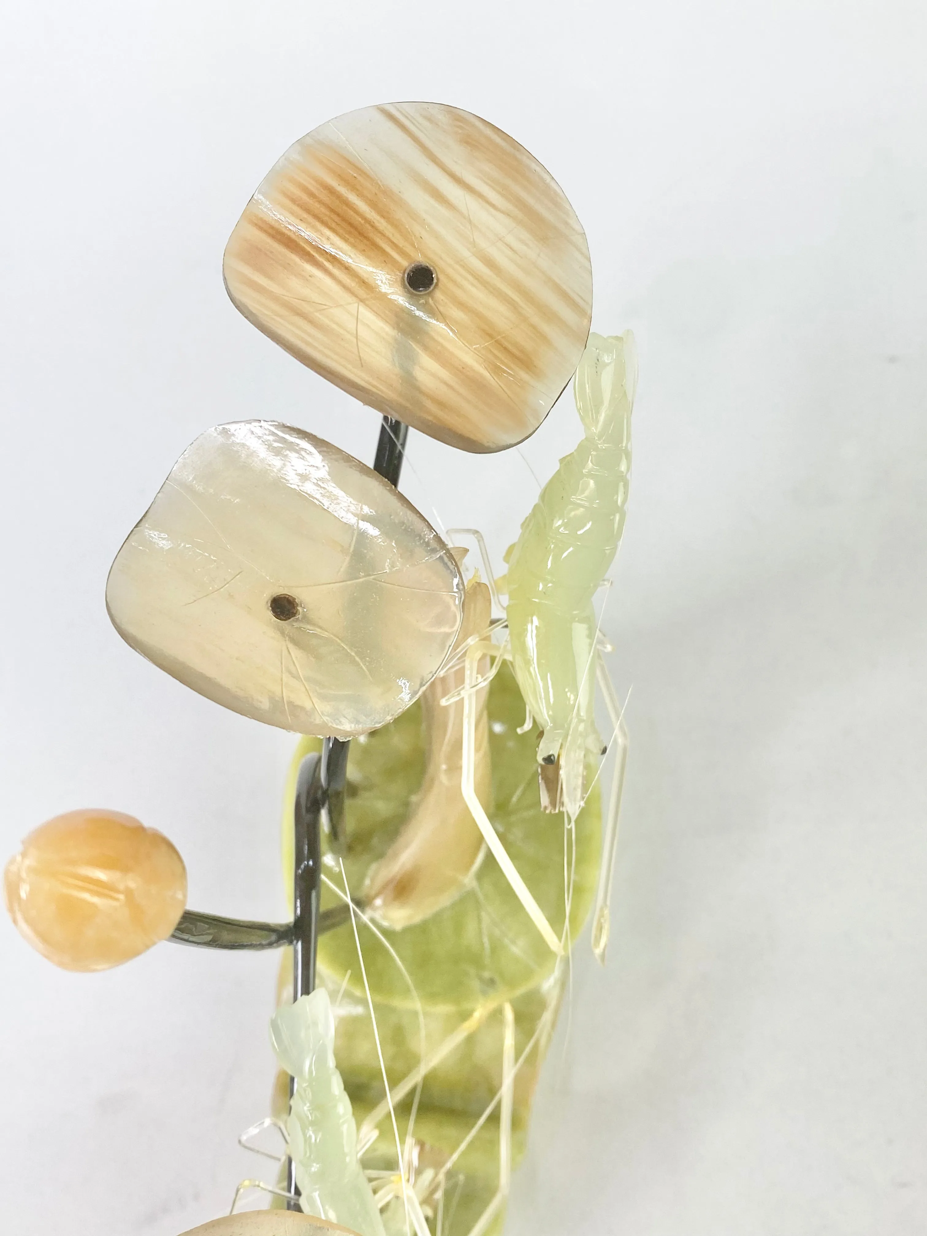 Antique Carved Agate Shrimp Sculpture