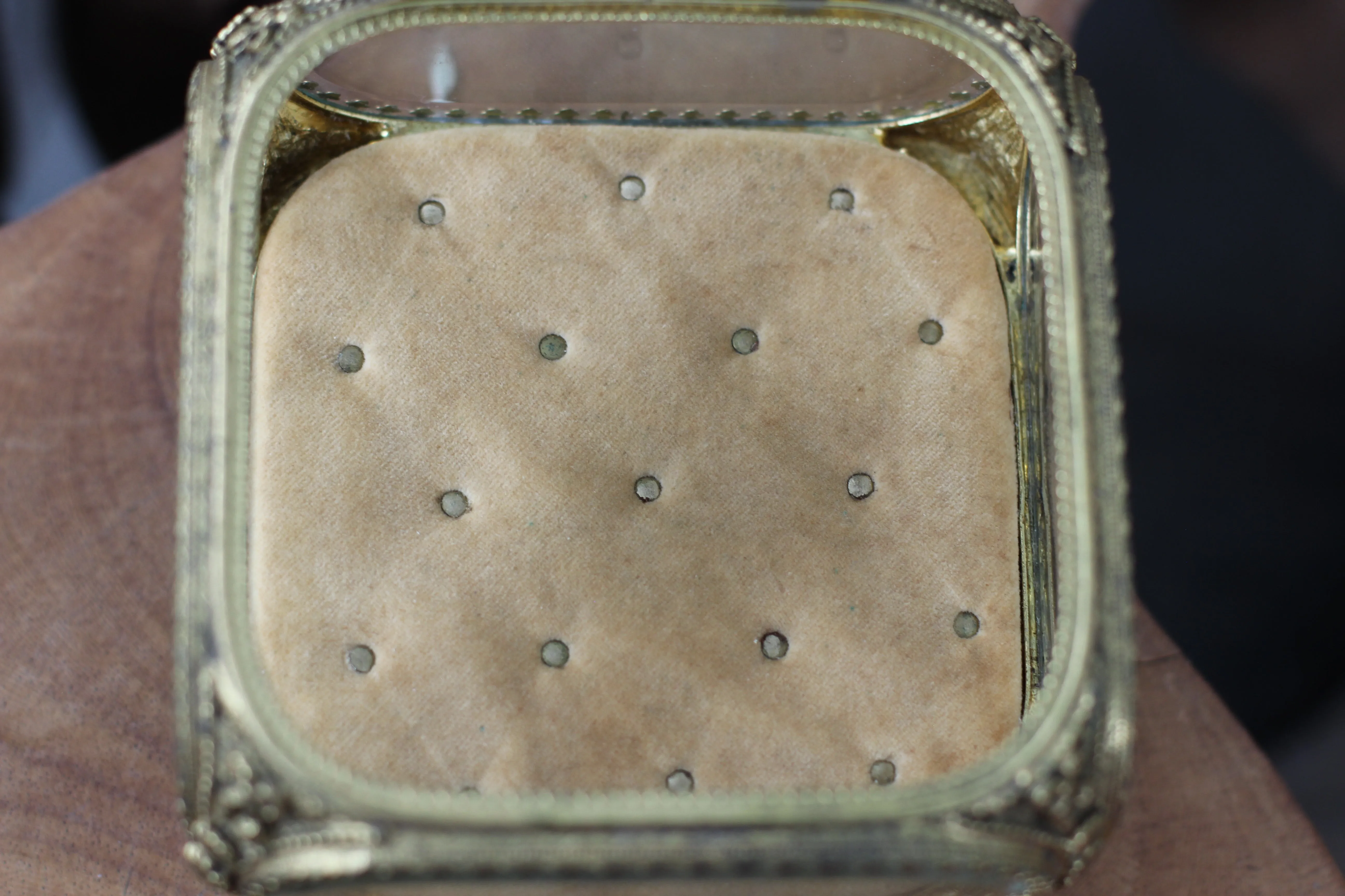 Antique Tuft Ormolu Filigree Jewelry Box