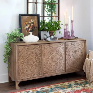 Aster Hand Carved Wood Sideboard