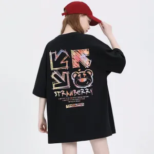 Bear printed T-shirt summer loose fitting top