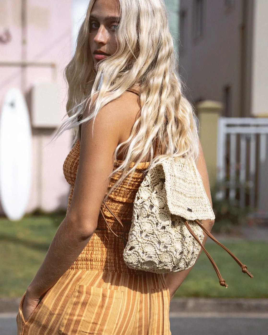 Billabong "Hideaway" Straw Backpack - Natural