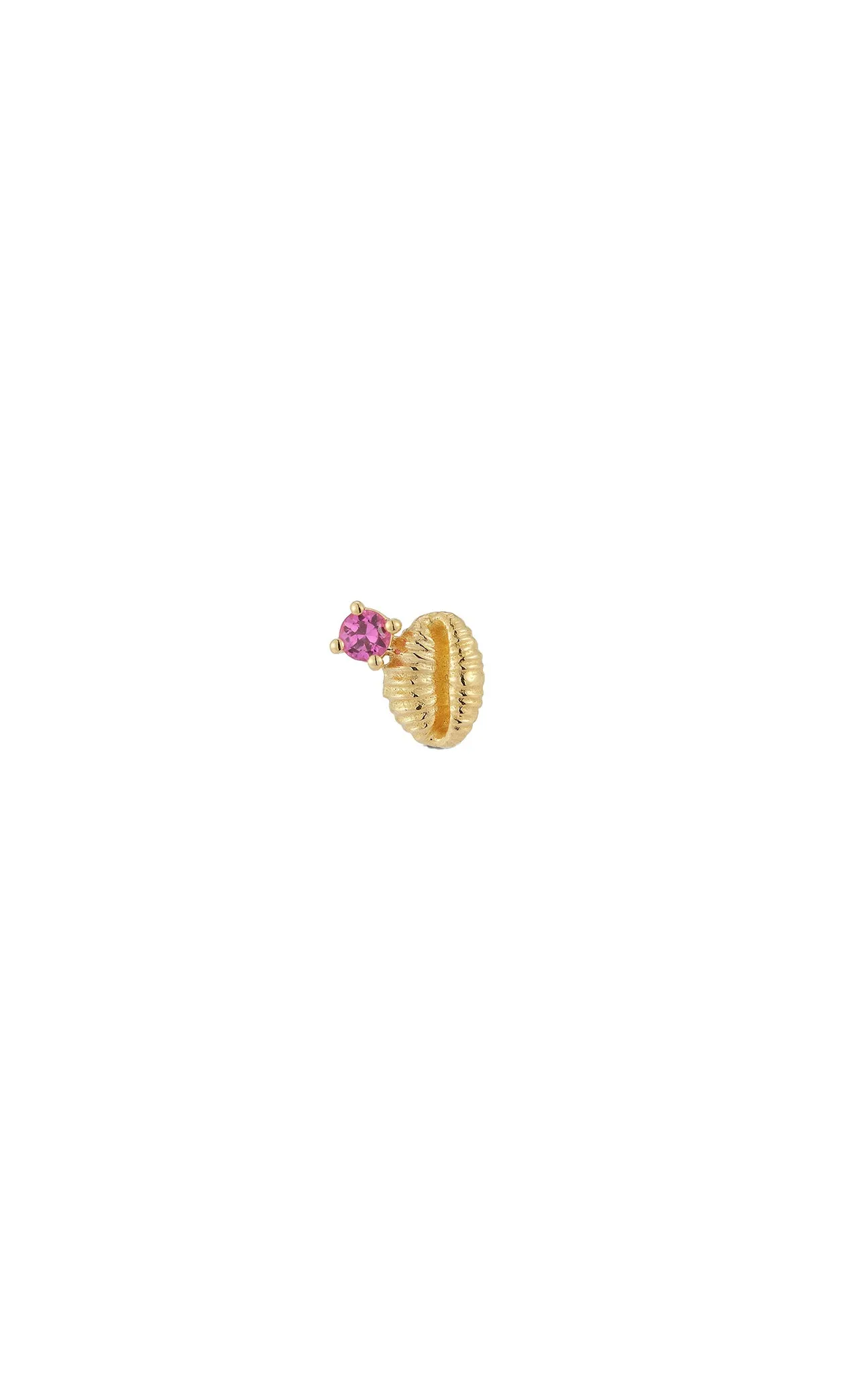 Bitsy Bean Stud With Pink Sapphire - Open