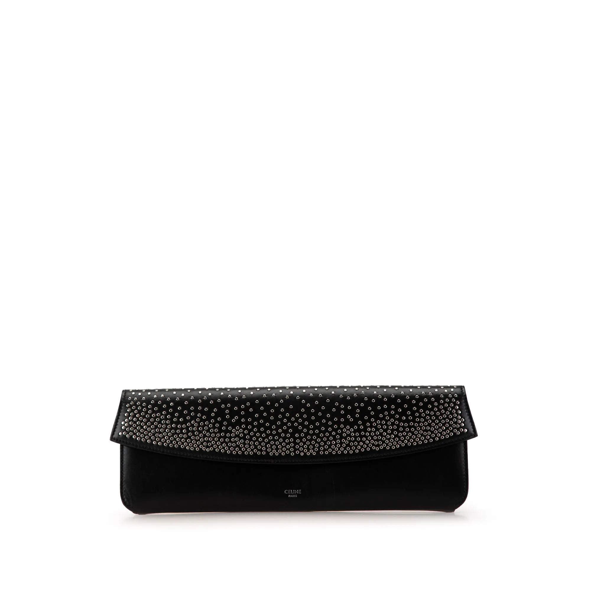 Black Celine Studded Leather Evening Long Clutch