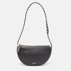Black Leather Mini Studded Olympia Zip Bag