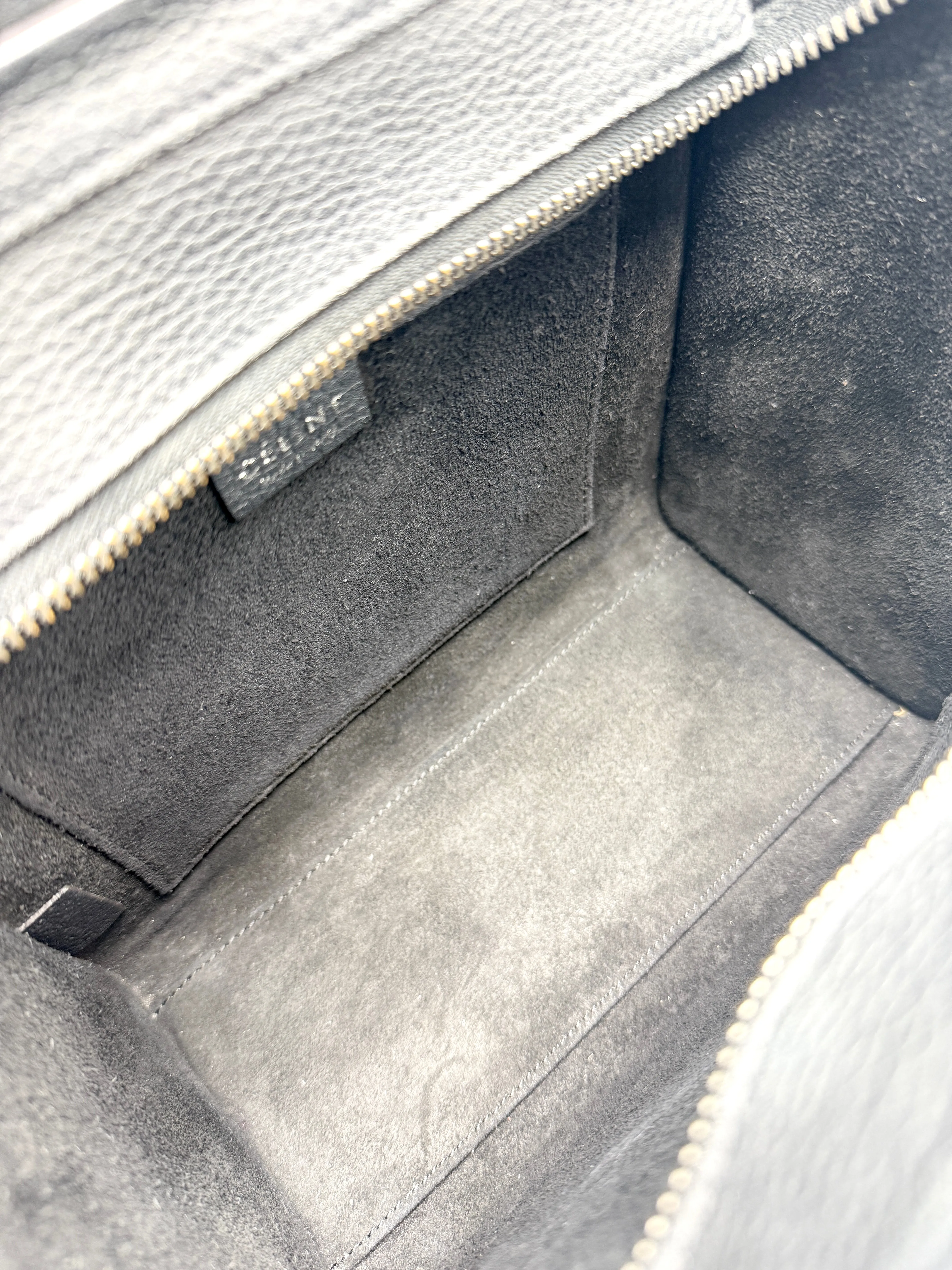 Black Pebbled Leather SHW Nano Luggage Tote