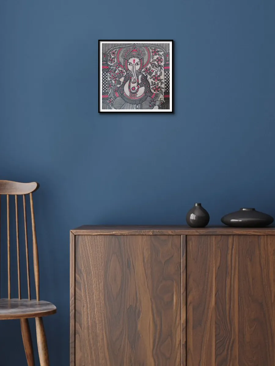 Blossoming Ganesha Madhubani Painting By Ambika Devi