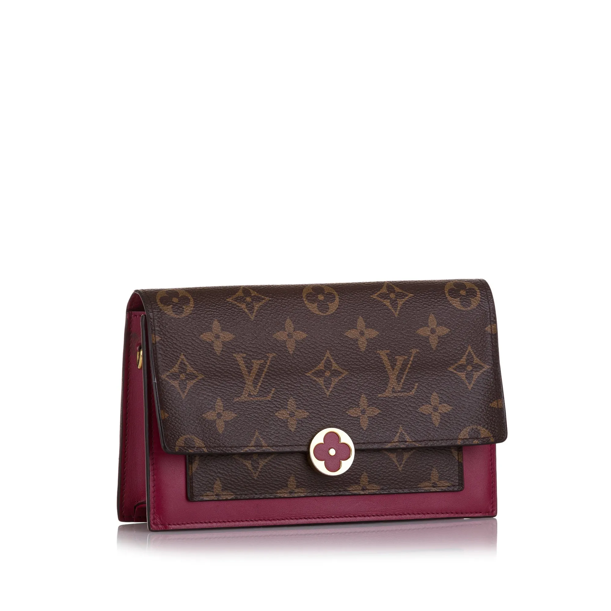 Brown Louis Vuitton Monogram Flore Wallet On Chain