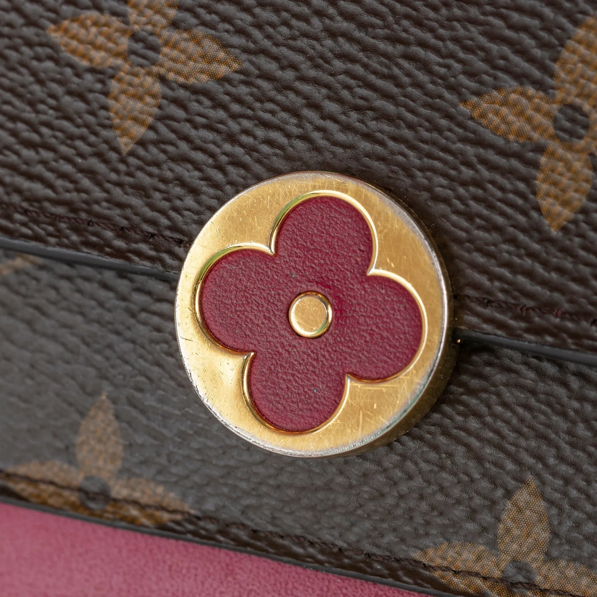 Brown Louis Vuitton Monogram Flore Wallet On Chain