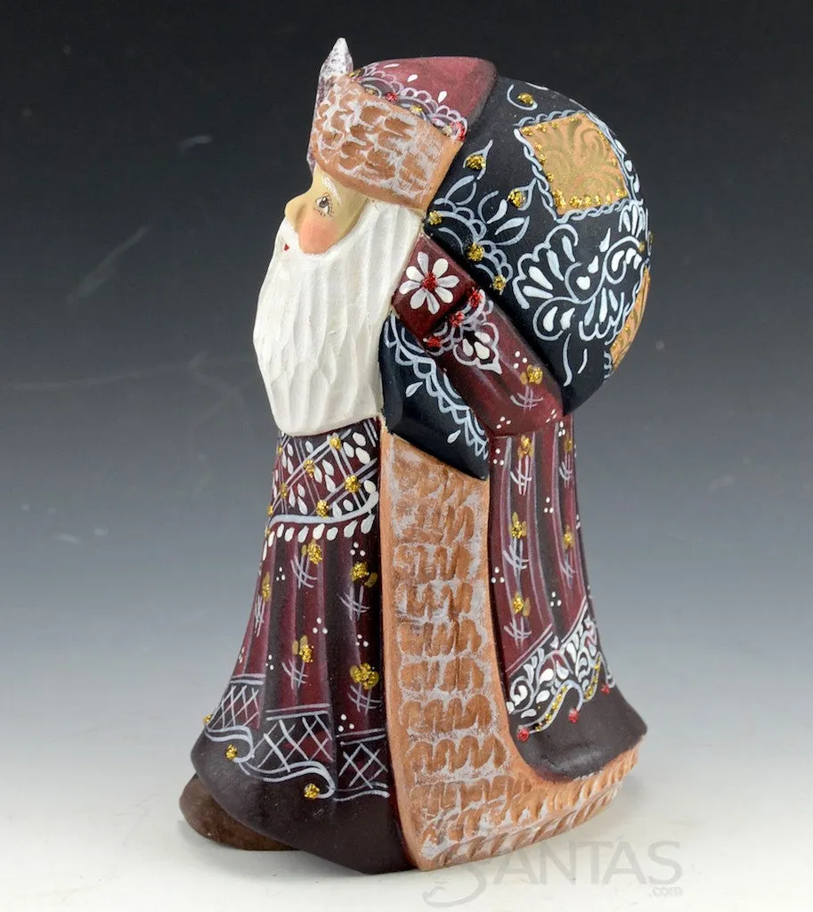 Burgundy and Blue Russian Santa Claus