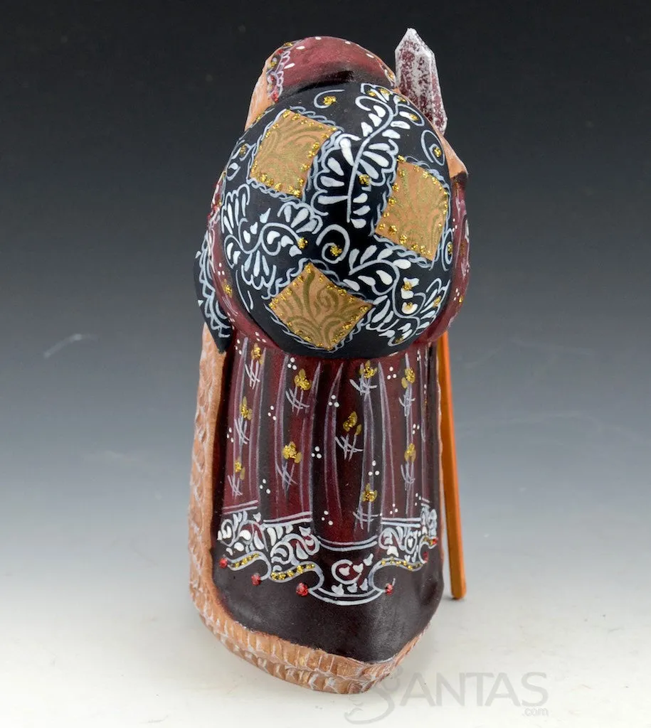 Burgundy and Blue Russian Santa Claus