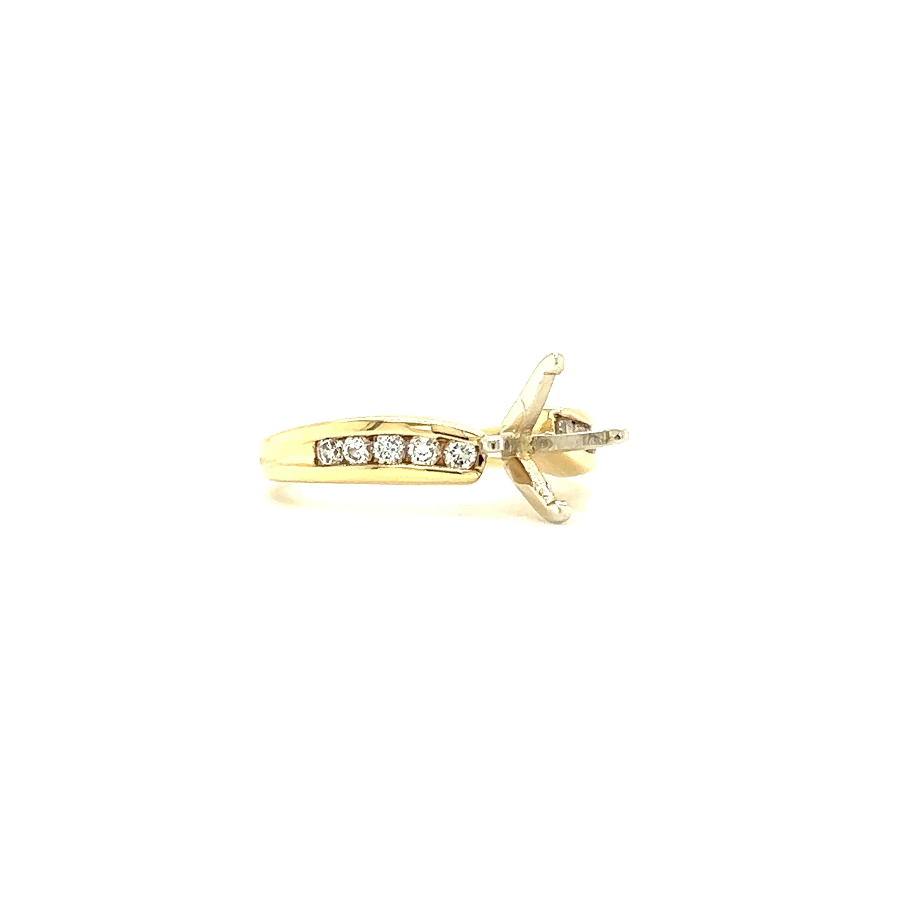 Bypass Ring Setting with Ten Side Diamonds in 14K Yellow Gold