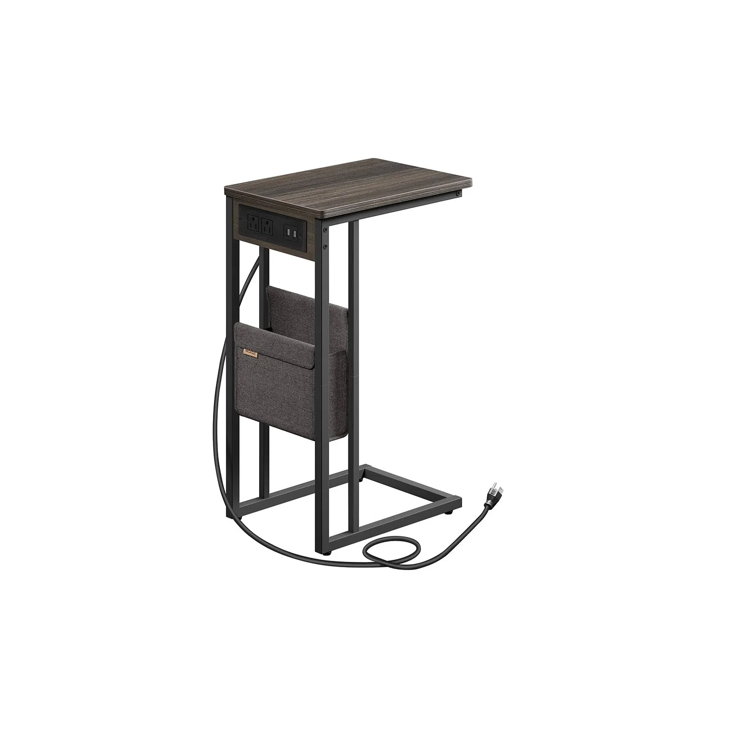 C-Shaped Side Table with Adjustable Feet