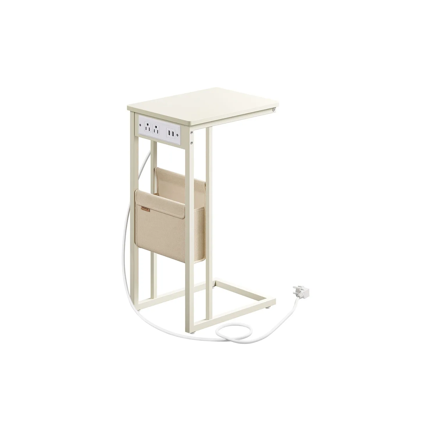 C-Shaped Side Table with Adjustable Feet