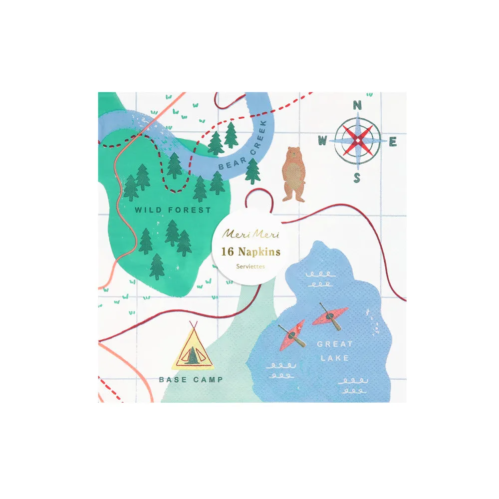Camping adventure map napkins L