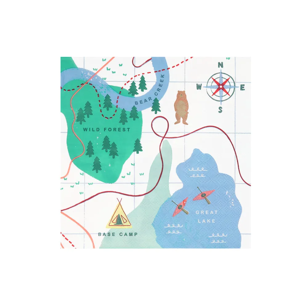Camping adventure map napkins L