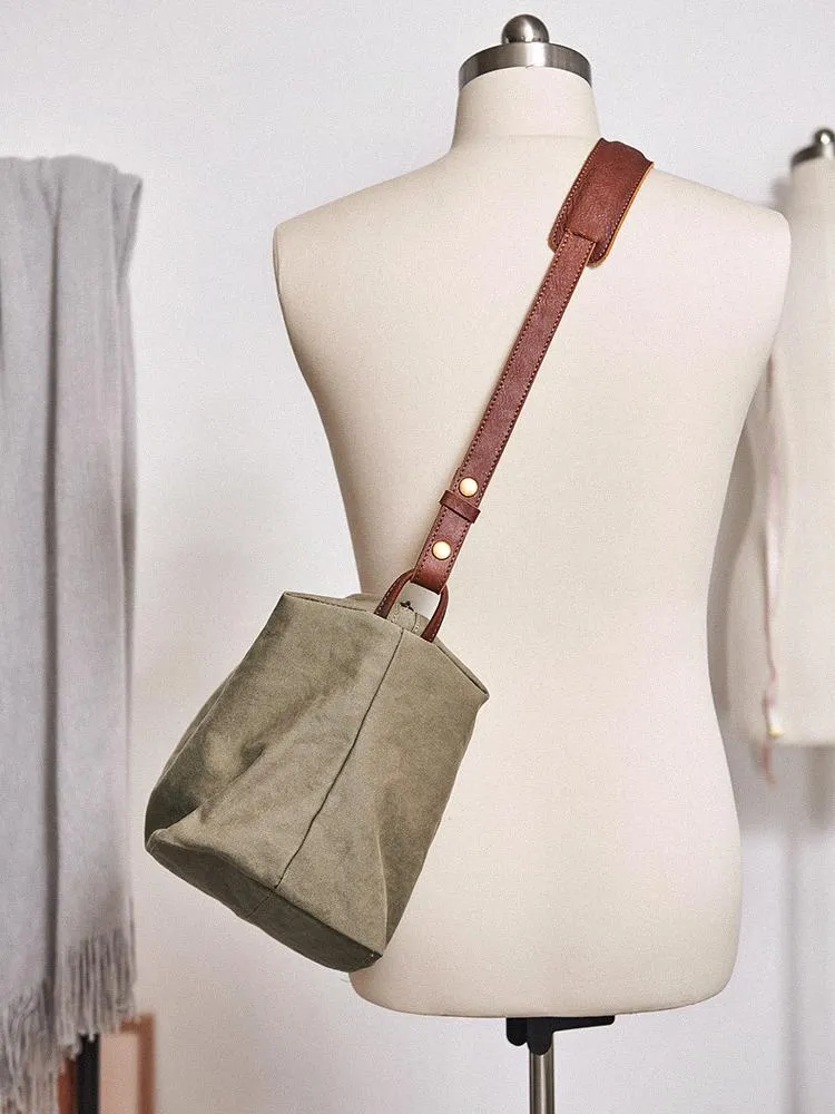 Canvas Cool Mens Green Side Bags Canvas Leather Messenger Bags Canvas Travel Courier Bag for Men