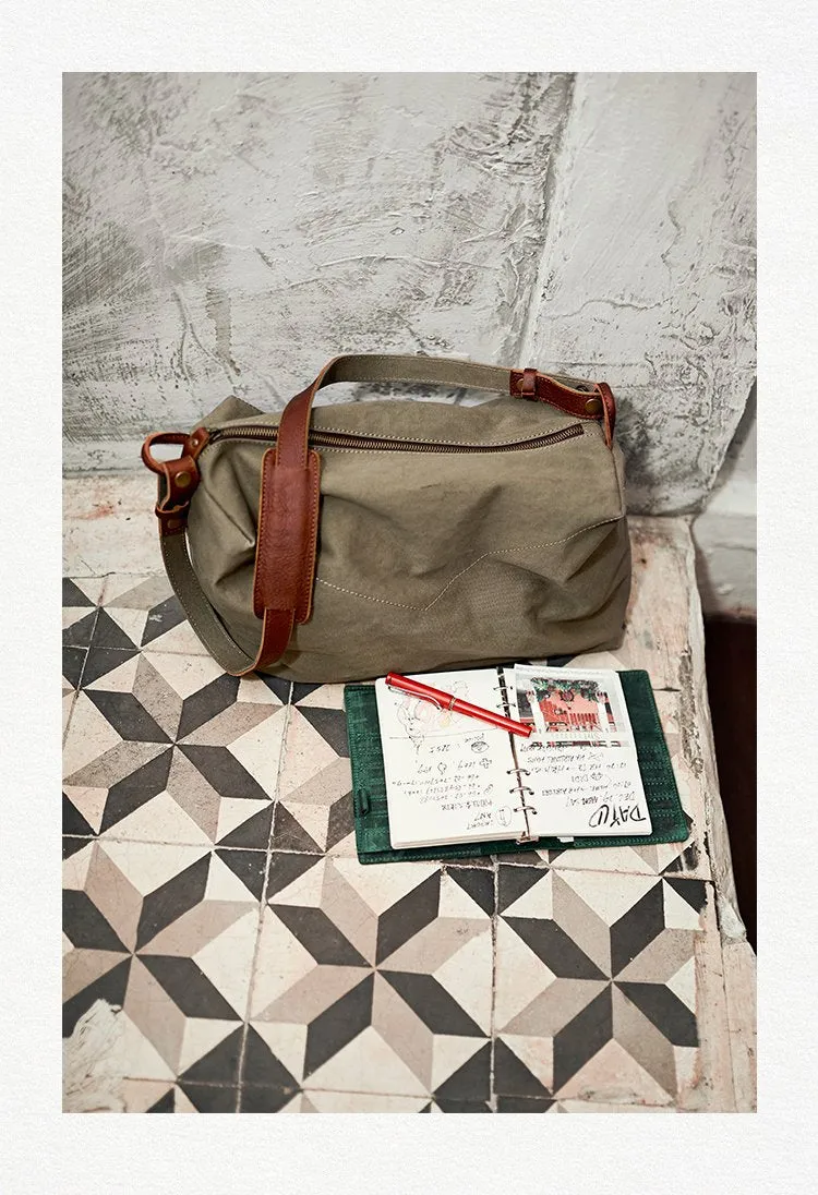 Canvas Cool Mens Green Side Bags Canvas Leather Messenger Bags Canvas Travel Courier Bag for Men