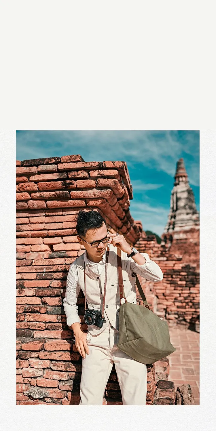 Canvas Cool Mens Green Side Bags Canvas Leather Messenger Bags Canvas Travel Courier Bag for Men