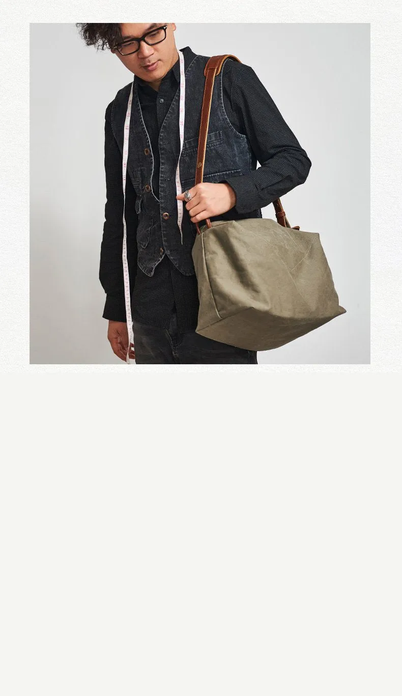 Canvas Cool Mens Green Side Bags Canvas Leather Messenger Bags Canvas Travel Courier Bag for Men