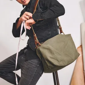 Canvas Cool Mens Green Side Bags Canvas Leather Messenger Bags Canvas Travel Courier Bag for Men