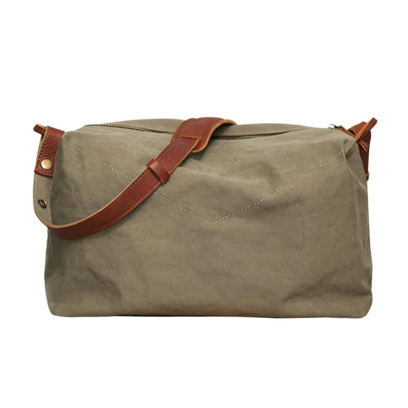 Canvas Cool Mens Green Side Bags Canvas Leather Messenger Bags Canvas Travel Courier Bag for Men