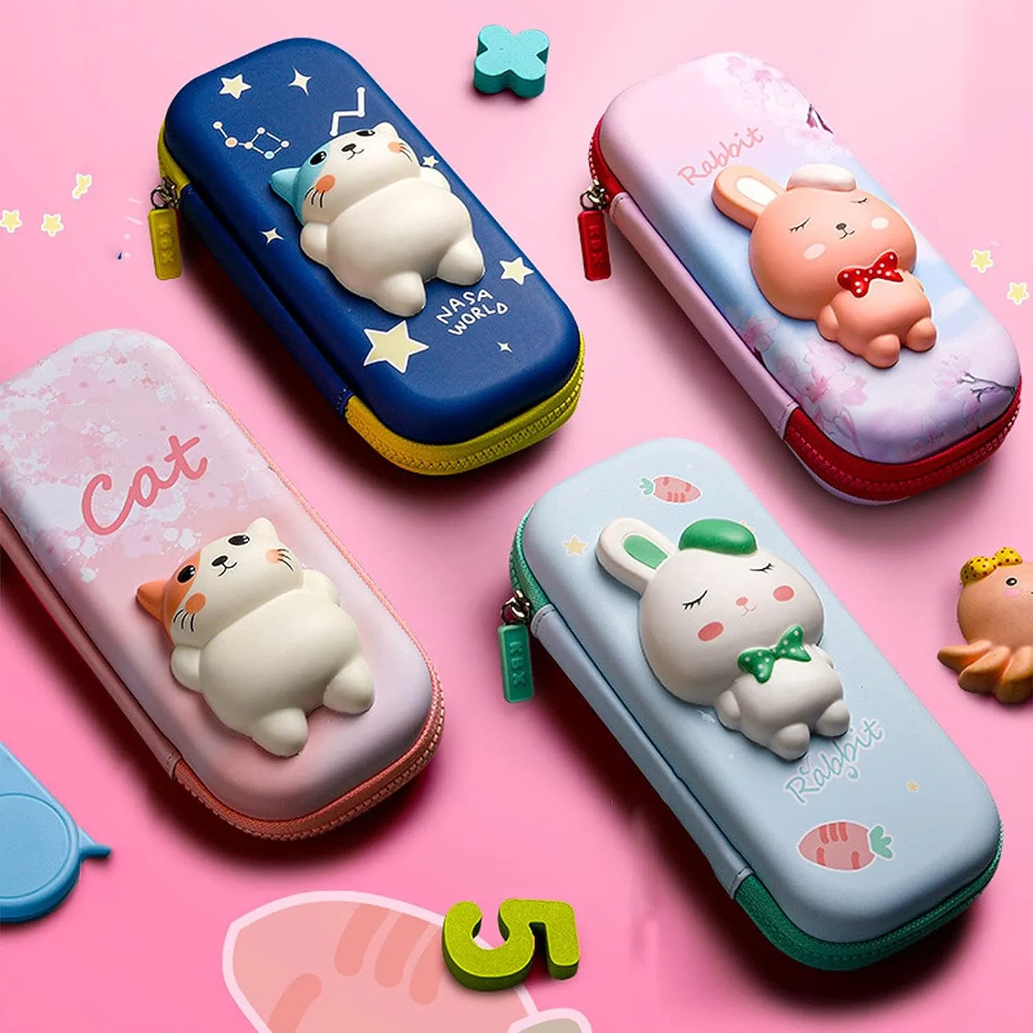 CARTOON THEME PENCIL CASE - 3D EVA PENCIL CASE POUCH, MULTIPURPOSE ZIPPER PENCIL CASE FOR KIDS, PEN AND PENCIL BAG FOR SCHOOL KIDS, GIRLS, STATIONERY STORAGE BOX