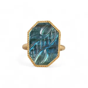 Carved Design Labradorite Ring