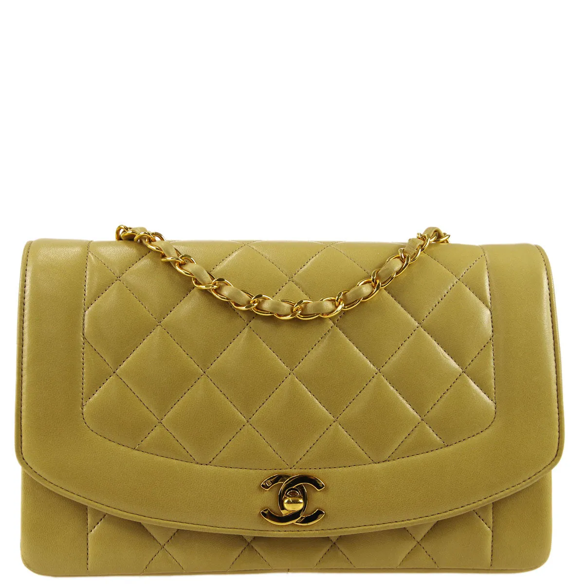 Chanel * 1991-1994 Beige Lambskin Medium Diana Shoulder Bag