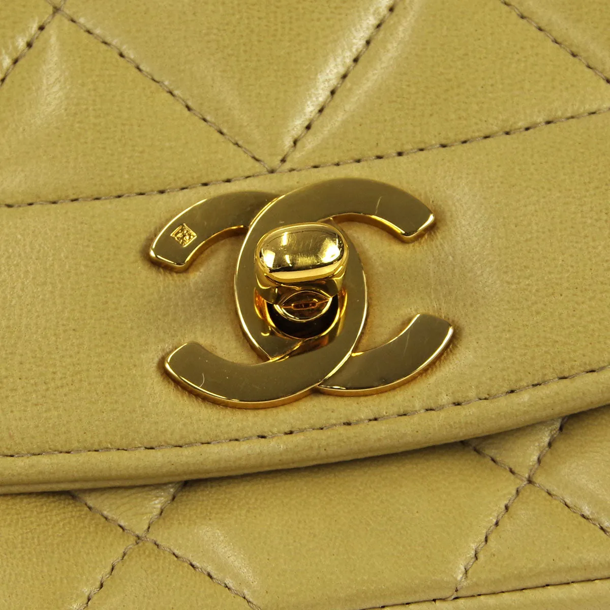 Chanel * 1991-1994 Beige Lambskin Medium Diana Shoulder Bag