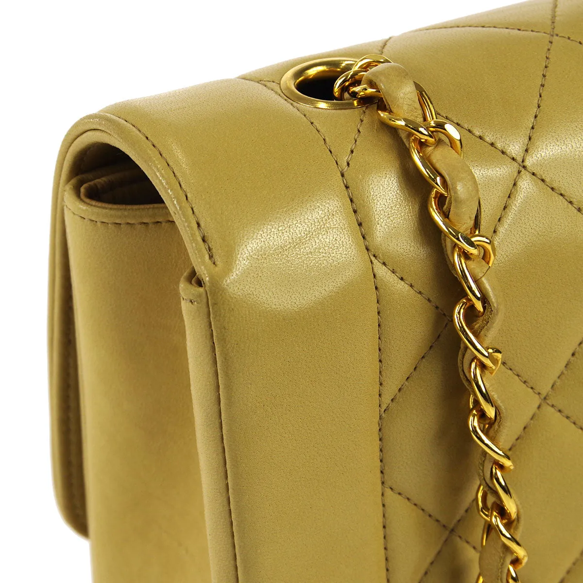Chanel * 1991-1994 Beige Lambskin Medium Diana Shoulder Bag