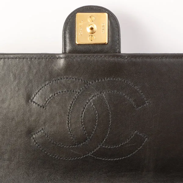 Chanel Around 1997 Made Cc Mark Plate Chain Bag Black