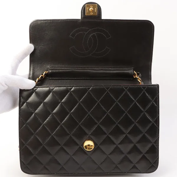 Chanel Around 1997 Made Cc Mark Plate Chain Bag Black