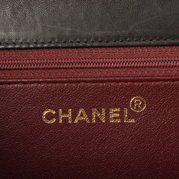 Chanel Around 1997 Made Cc Mark Plate Chain Bag Black