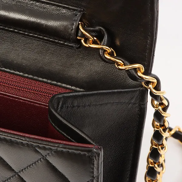 Chanel Around 1997 Made Cc Mark Plate Chain Bag Black
