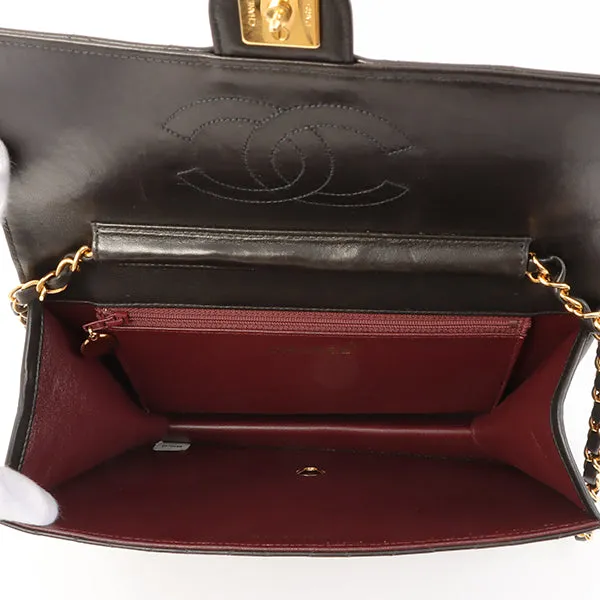 Chanel Around 1997 Made Cc Mark Plate Chain Bag Black