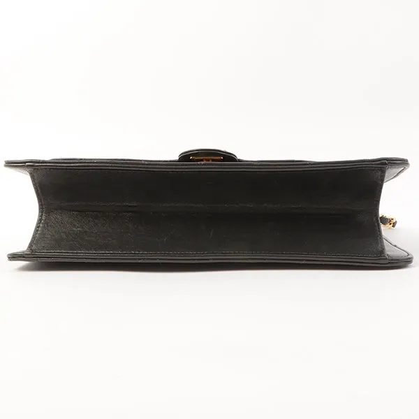Chanel Around 1997 Made Cc Mark Plate Chain Bag Black